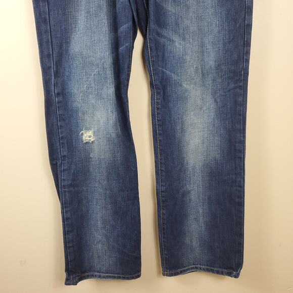 American Rag Dark Wash Distressed Straight Leg Jeans Size 30x30 - Picture 2 of 8